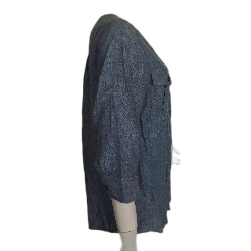 Orvis Top, M, Chambray Linen, Button Front/No Col… - image 7